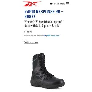Reebok Rapid Response RB RB8877 Mens 8.5 Waterproof Tactical Side Zip BootsBlack